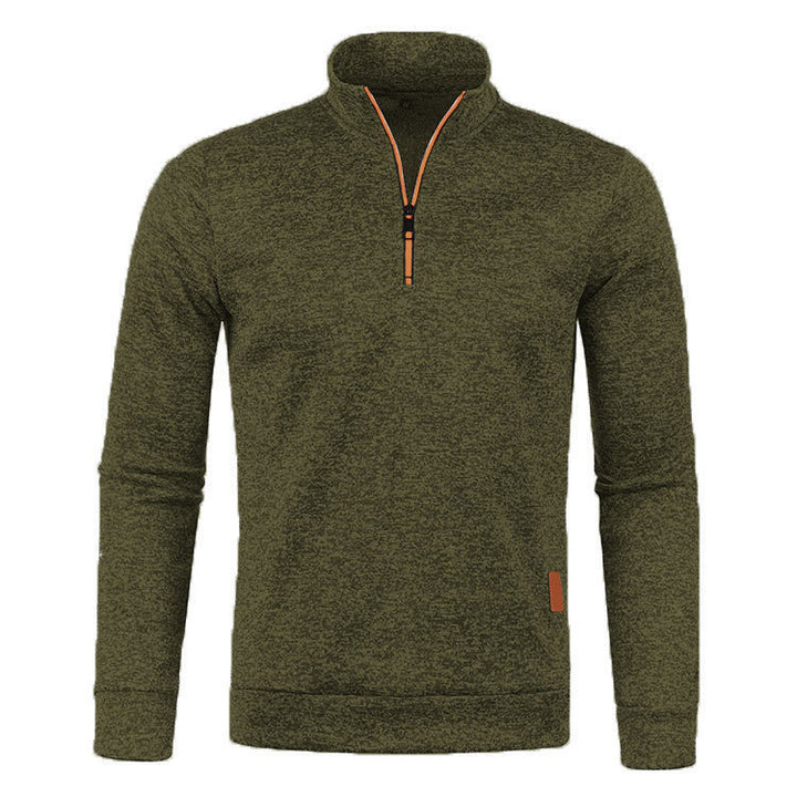 Herren-Strickpullover mit Stehkragen und Reißverschluss