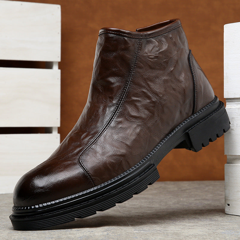 Herren-Lederstiefel mit Reißverschluss, gefüttert