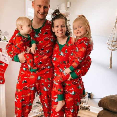 Familien-Schlafanzug-Set, Weihnachtsmotiv, langärmelig