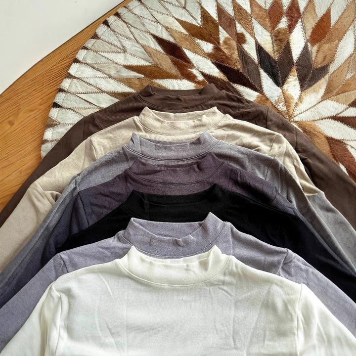 Damen-Unterzieh-Shirt, angeraut, mit Rund- oder Stehkragen