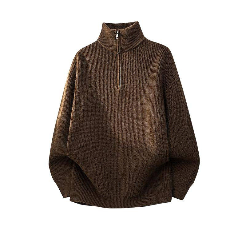 Herren-Strickpullover mit halbem Reißverschluss