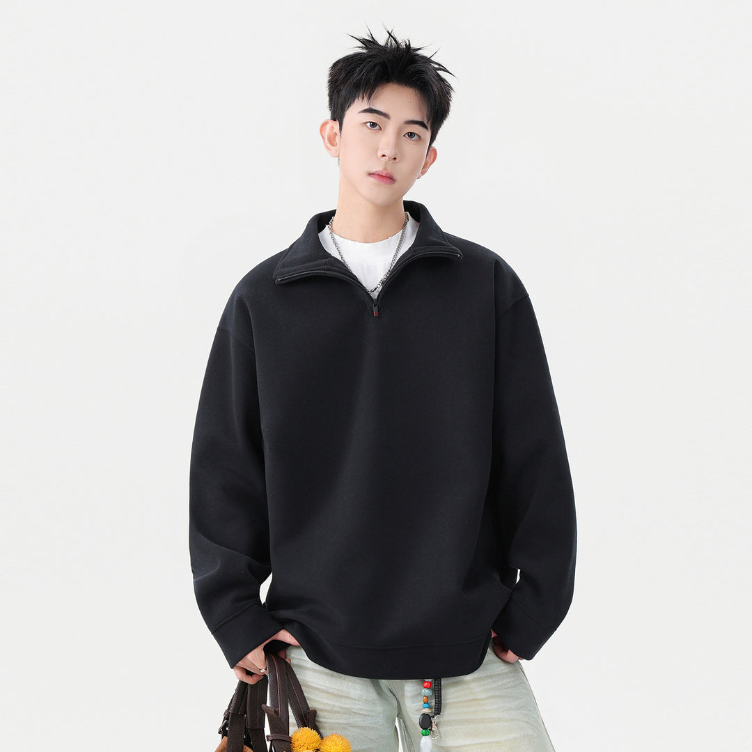 Herren-Sweatshirt mit Stehkragen und überschnittenen Schultern