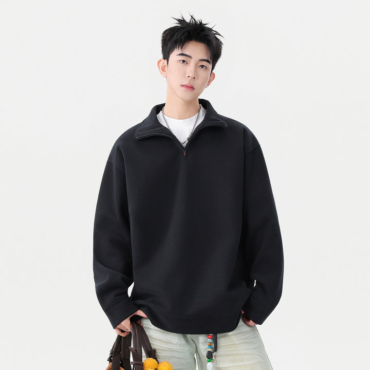 Herren-Sweatshirt mit Stehkragen und überschnittenen Schultern