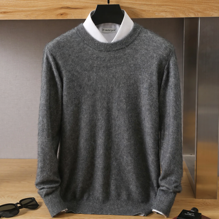 Herren-Wollpullover, Rundhalsausschnitt, lockere Passform