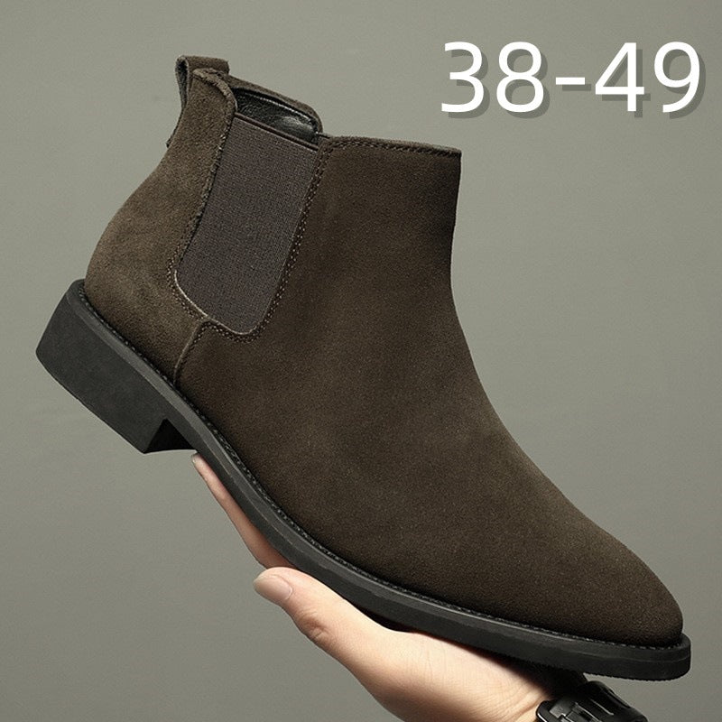 Herren-Chelsea-Stiefel, Wildleder-Optik, spitz zulaufend