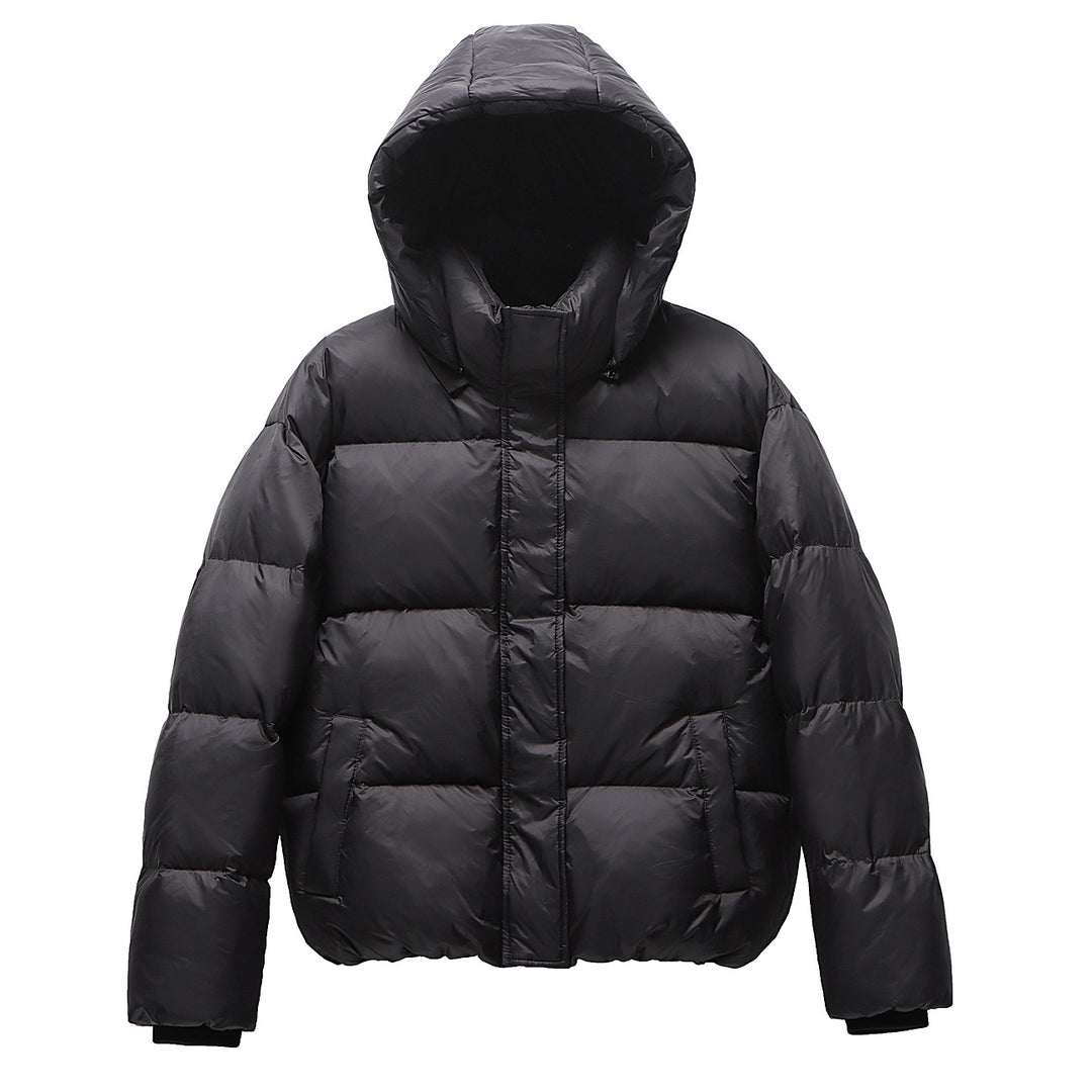 Kurze Daunenjacke für Damen, weißes Entendaunen-Futter