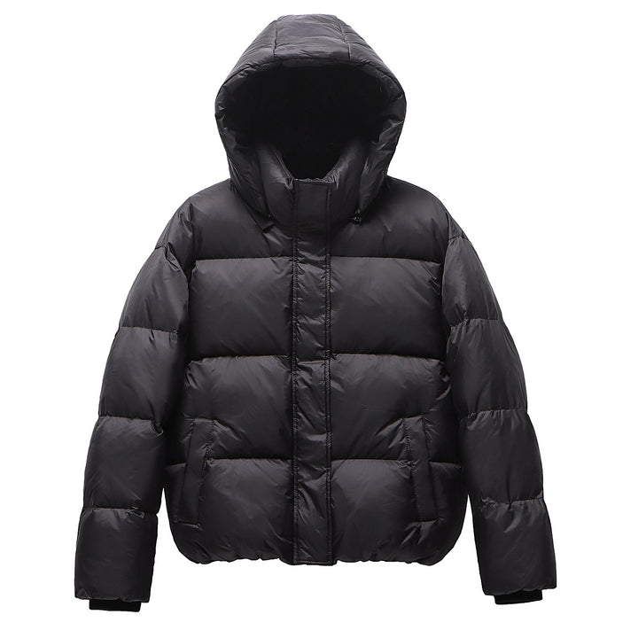 Kurze Daunenjacke für Damen, weißes Entendaunen-Futter