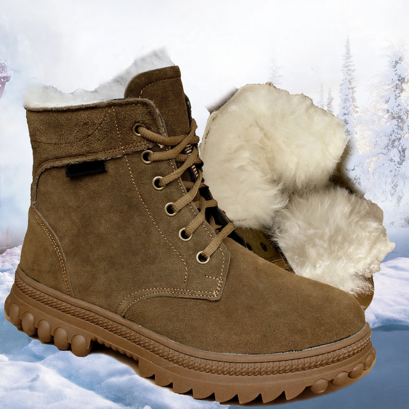 Herren-Winterstiefel, gefüttert, Lammfell, rutschfeste Sohle
