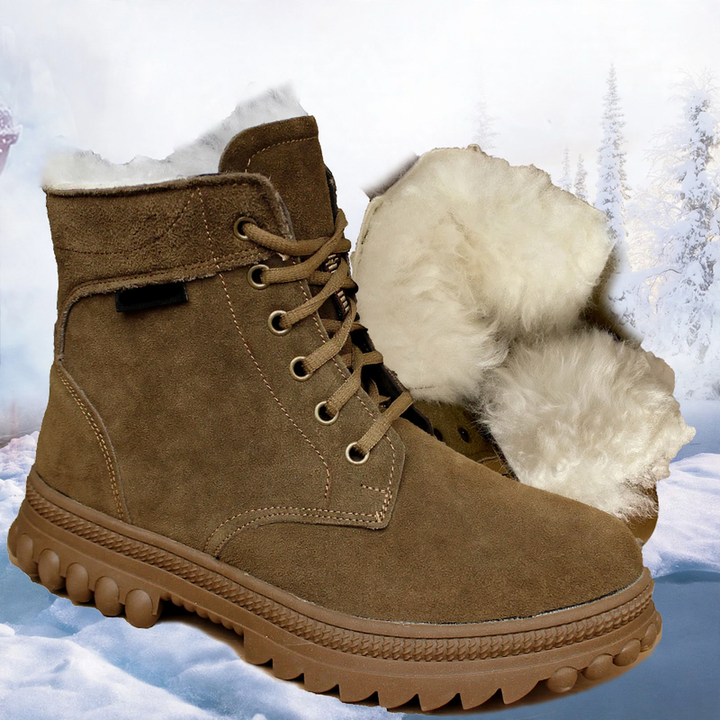 Herren-Winterstiefel, gefüttert, Lammfell, rutschfeste Sohle