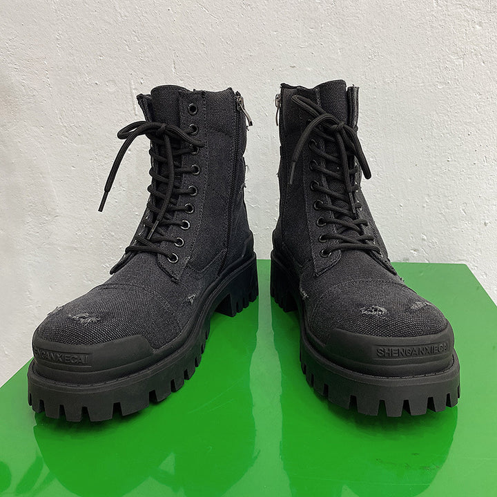 Gefütterte Herren-Canvas-Stiefel im Vintage-Look