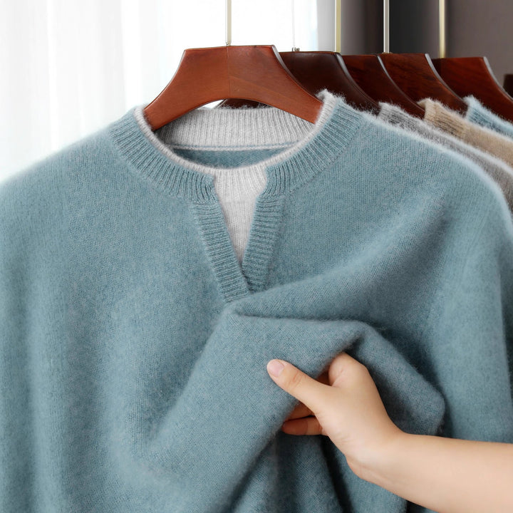 Herren-Wollpullover, Rundhals, dick gestrickt