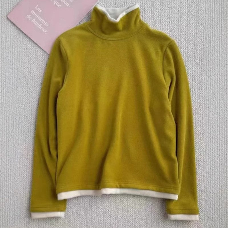 Damen-Langarmshirt mit Stehkragen und Fake-Layer-Optik