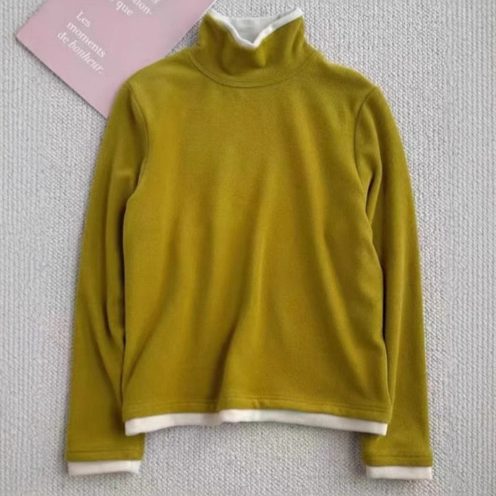 Damen-Langarmshirt mit Stehkragen und Fake-Layer-Optik