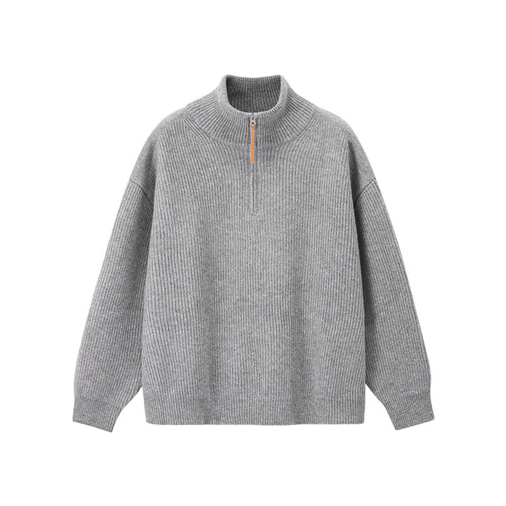 Herren-Strickpullover mit halbem Reißverschluss
