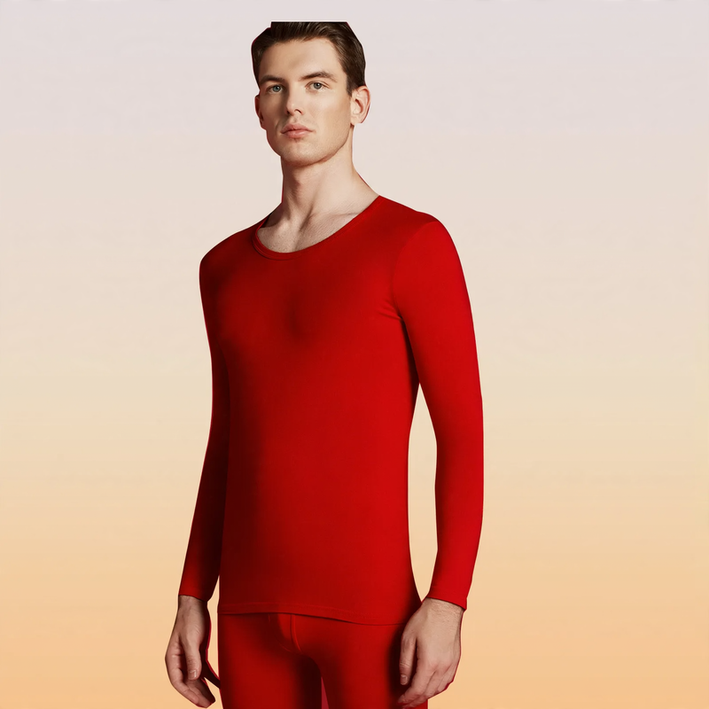 Rotes Baumwoll-Thermo-Set für Damen und Herren