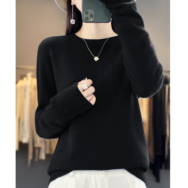 Damen Strickpullover, nahtlos, Rundhalsausschnitt