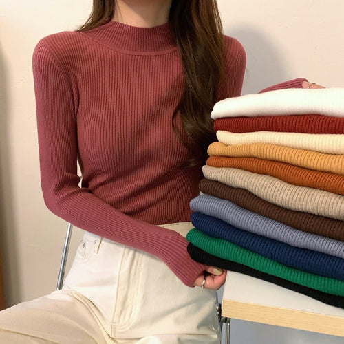 Vielseitiger Damen-Strickpullover mit Stehkragen