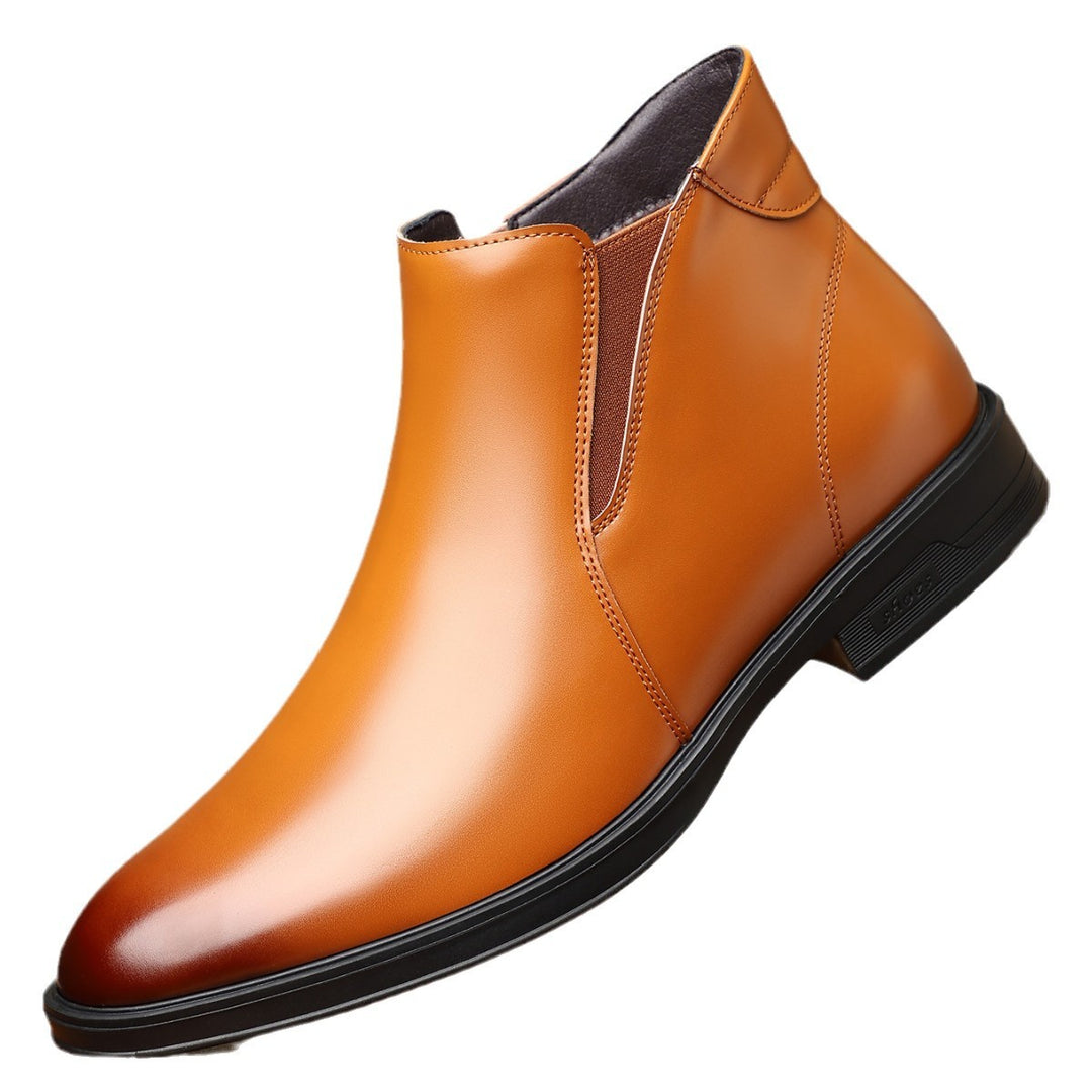 Herren-Chelsea-Stiefel, spitz zulaufend, Blockabsatz