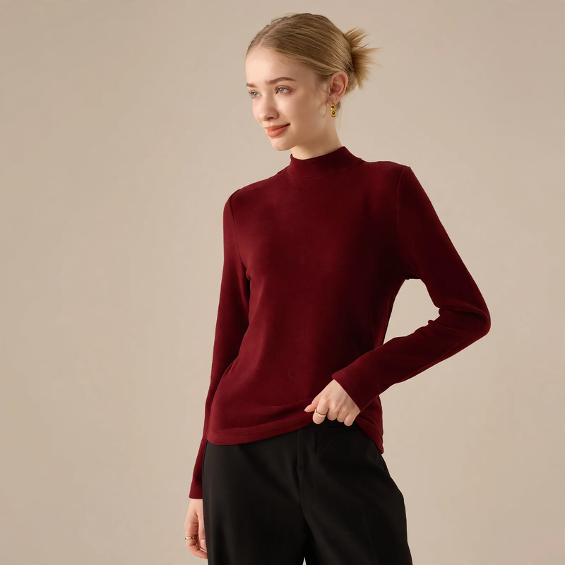 Damen-Langarm-Unterziehshirt, gefüttert, Rundhals