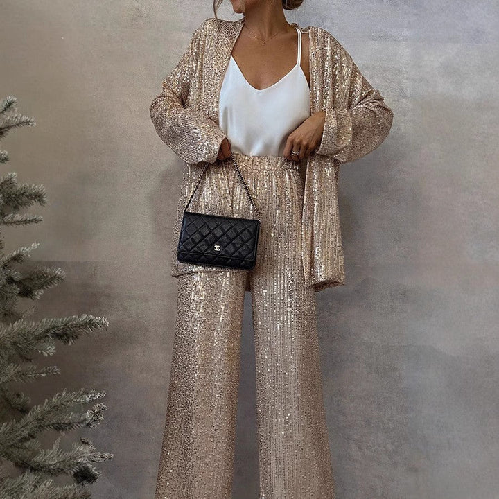 Drune | Trendiges Design - High-Waist-Paillettenanzug