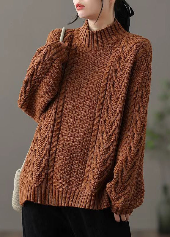 Drune | Locker Sitzender Hoher Hals Kabelstrickpullover Ideal für den Winter