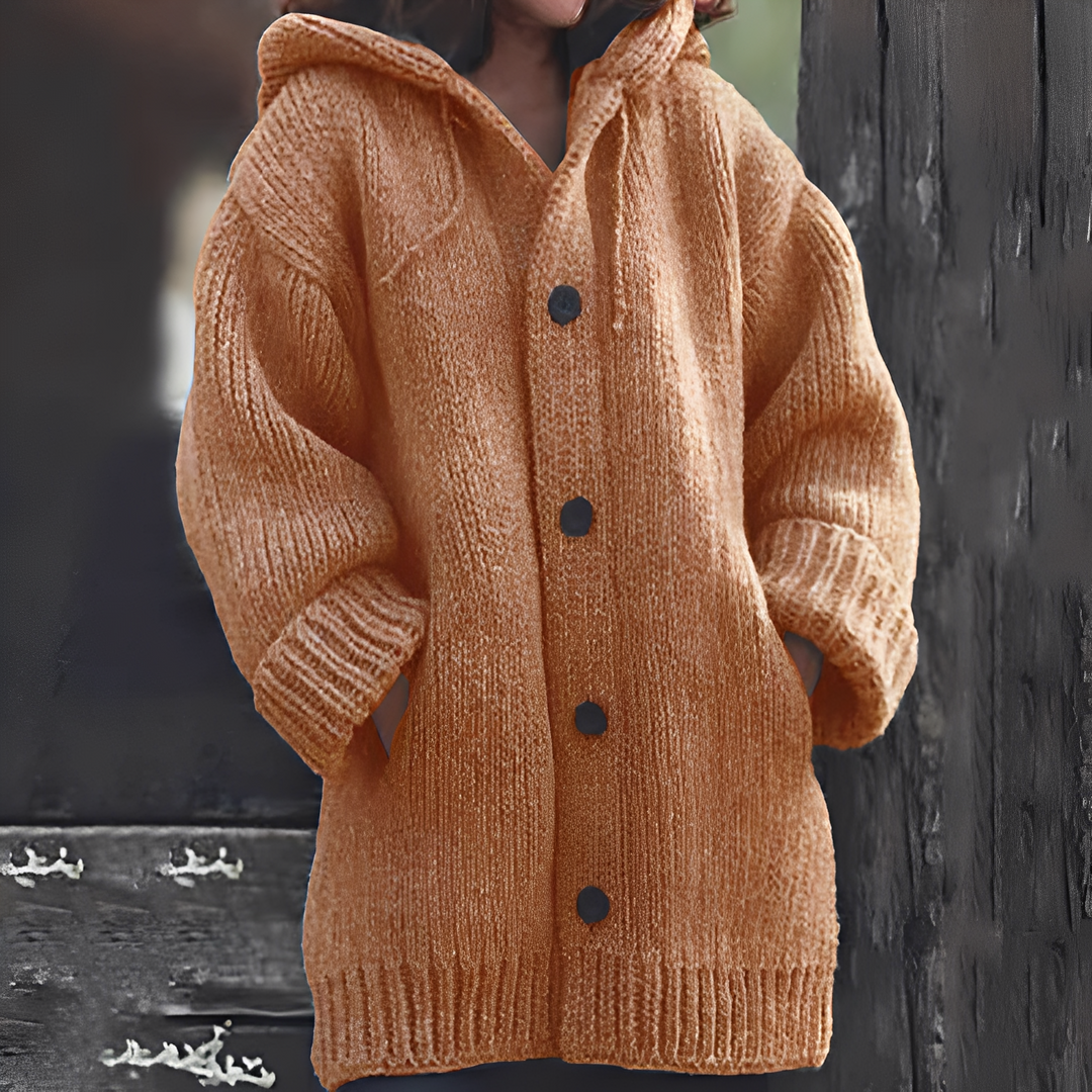 Drune | Bequemer Strickcardigan mit Kapuze für Frauen