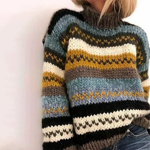 Drune | Damenpullover mit Komfortablem Rollkragen und Streifenmuster