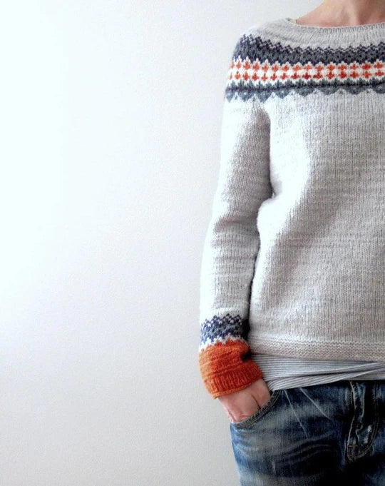 Drune | Grauer Boho Stil Pullover