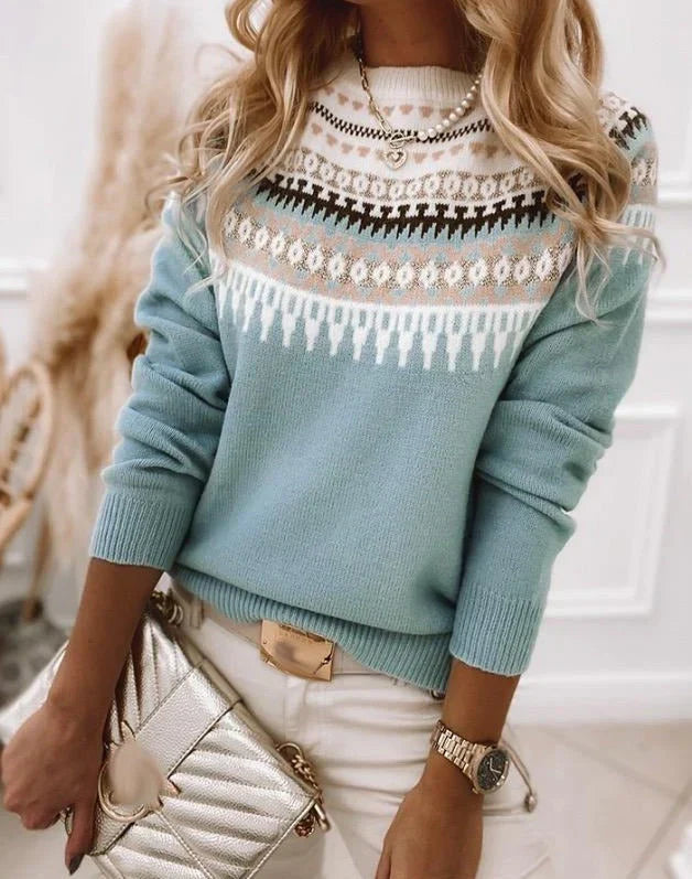 Drune | Strickpullover - Fair Isle Muster - Rundhalsausschnitt - weich und warm