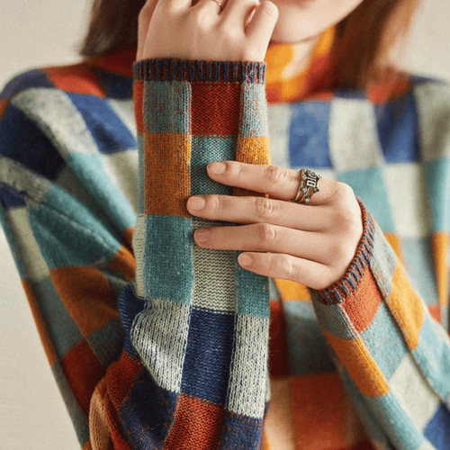 Drune | Sweater - Cashmere Patchwork-Turtleneck-Strick