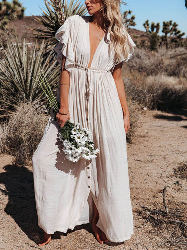 Drune | Stil Maxi Kleid mit Flatterärmeln für Frauen