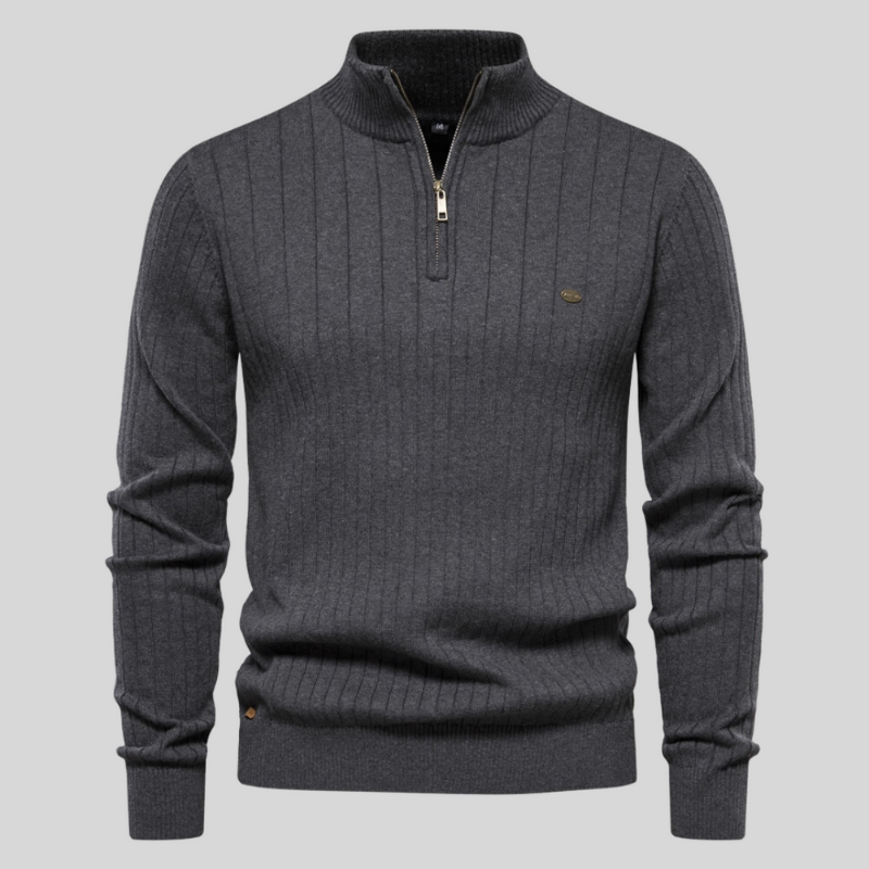 Drune | Halb-Zip Ripp Herrenpullover