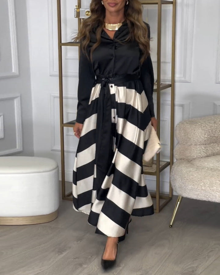Drune | Kleid mit Streifenmuster und Reversriemen