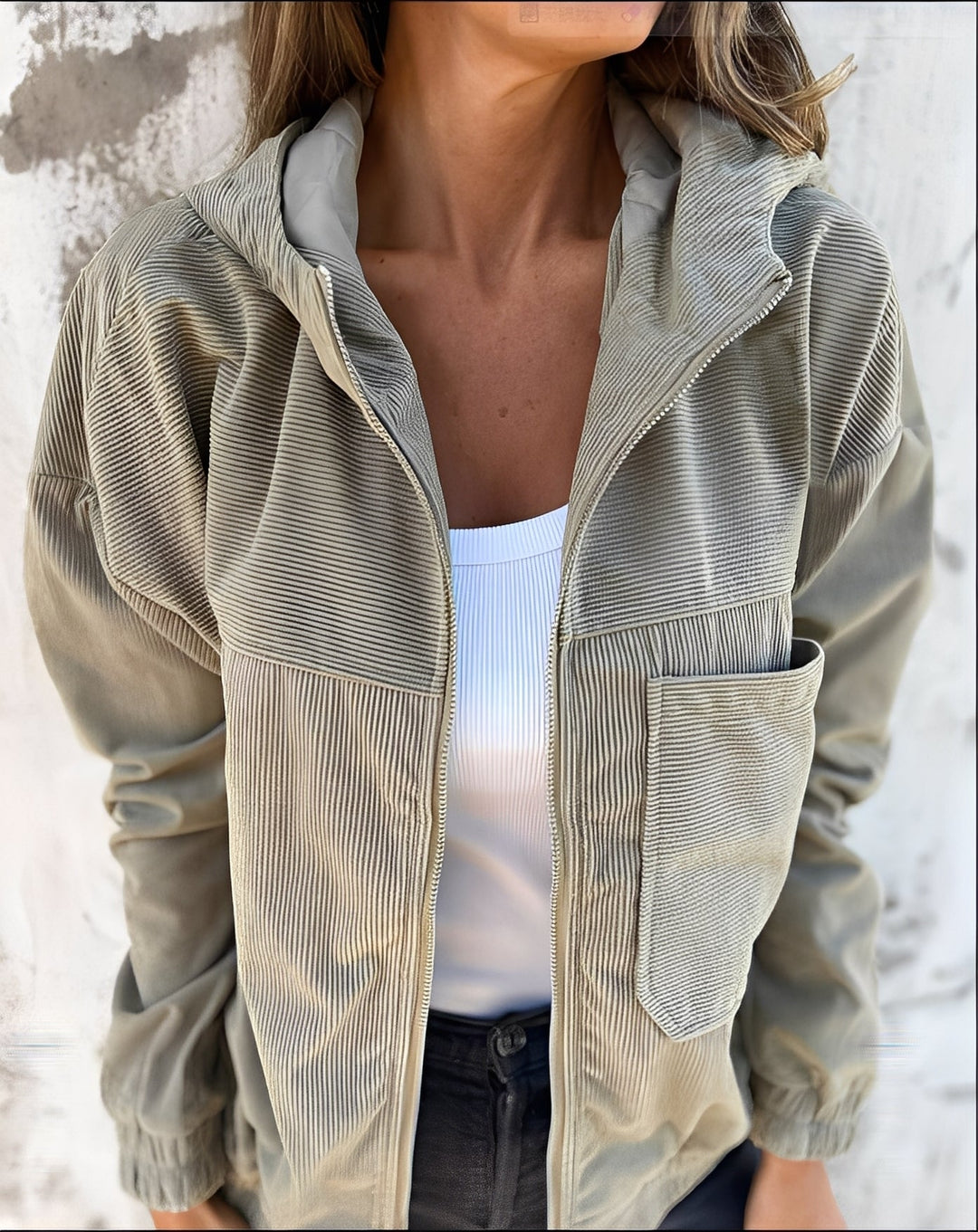 Drune | Bequeme Damen-Cordjacke mit Kapuze