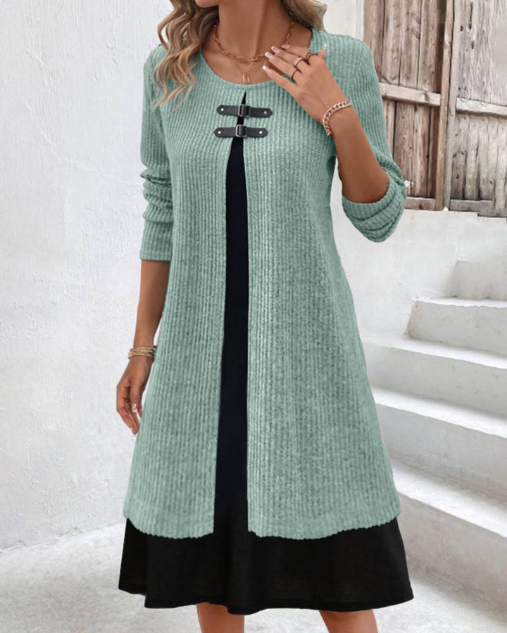Drune | Rippenkleid mit Langen Ärmeln