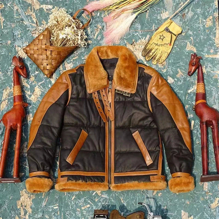 Drune | Pilotenjacke Leder mit Fell Herren