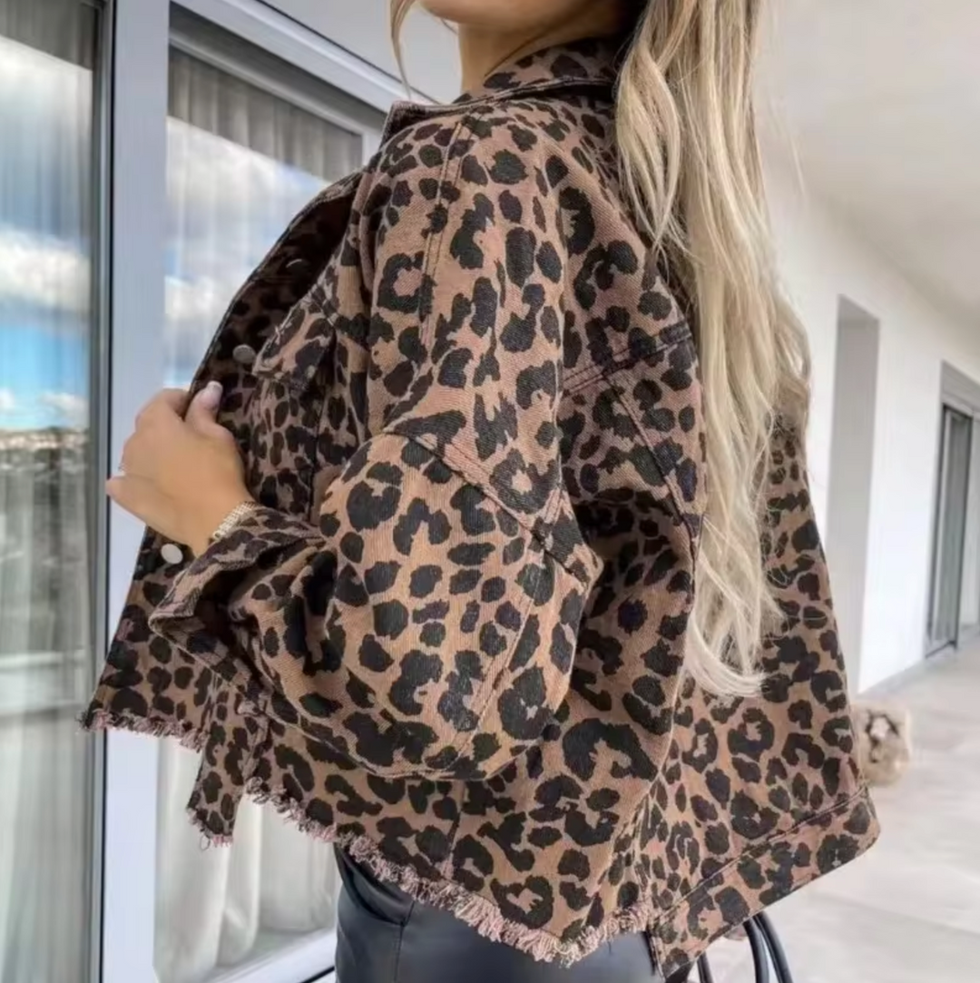 Drune | Denimjacke Mit Leopardenmuster