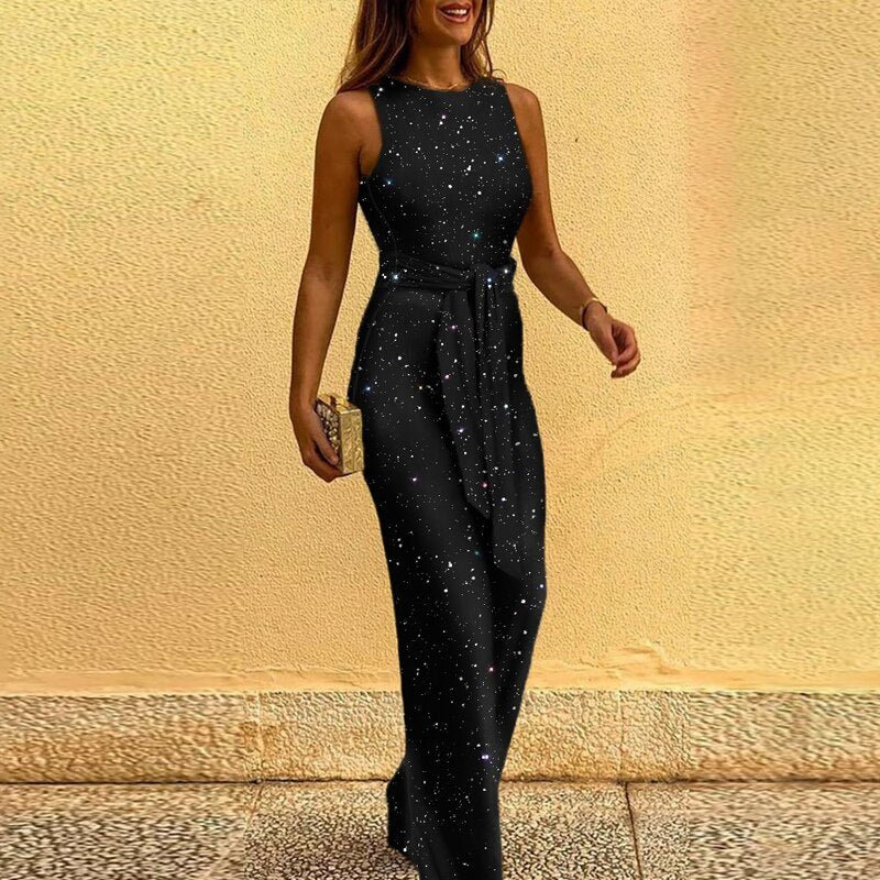 Drune | Damen Jumpsuit Frauen Eleganter Jumpsuit Mit Pailletten Und Glitzer