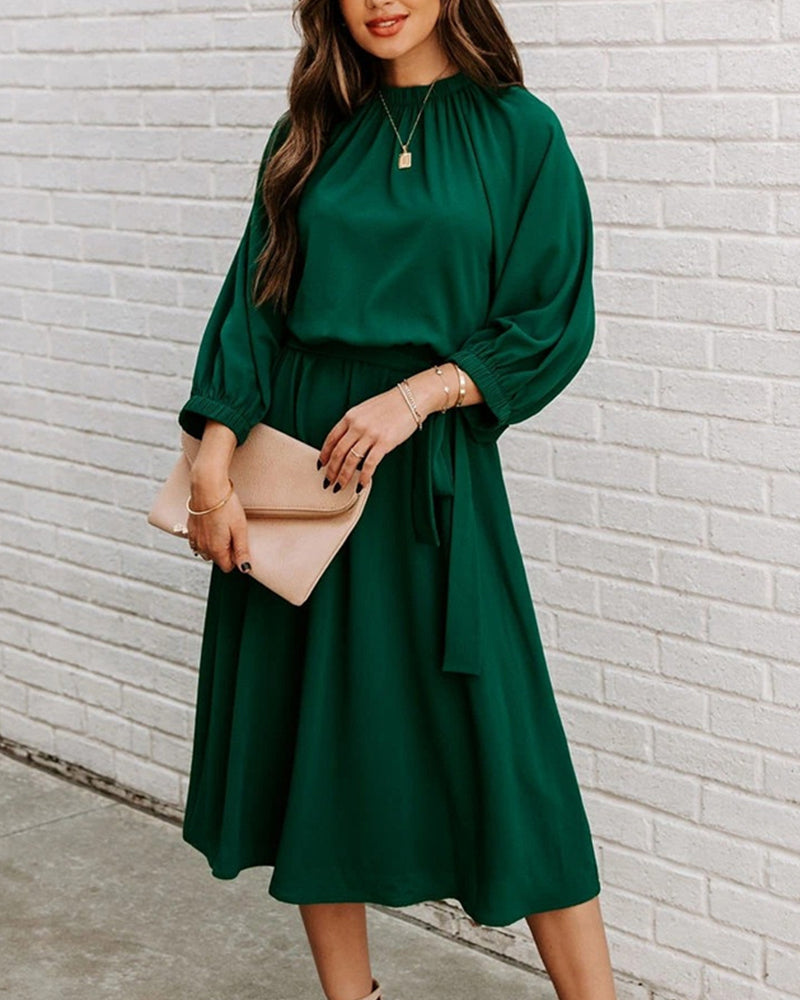 Drune | Einfarbiges Kleid mit Rundhalsausschnitt