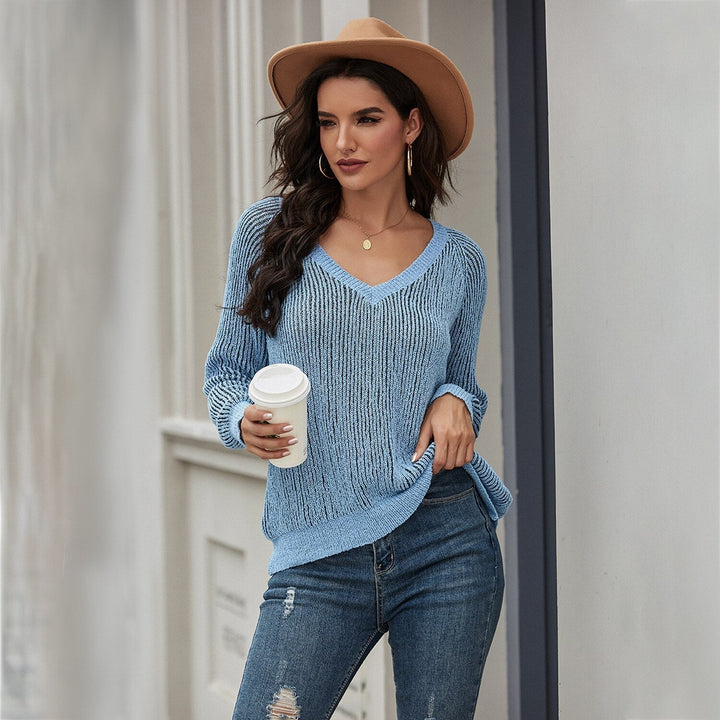 Drune | Strickpullover - Lockere Passform - V-Ausschnitt - Rippstruktur - Lange Ärmel