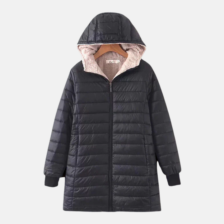 Drune | Steppjacke - Mittellang - Lockere Passform - Fleece-Futter - Kapuze