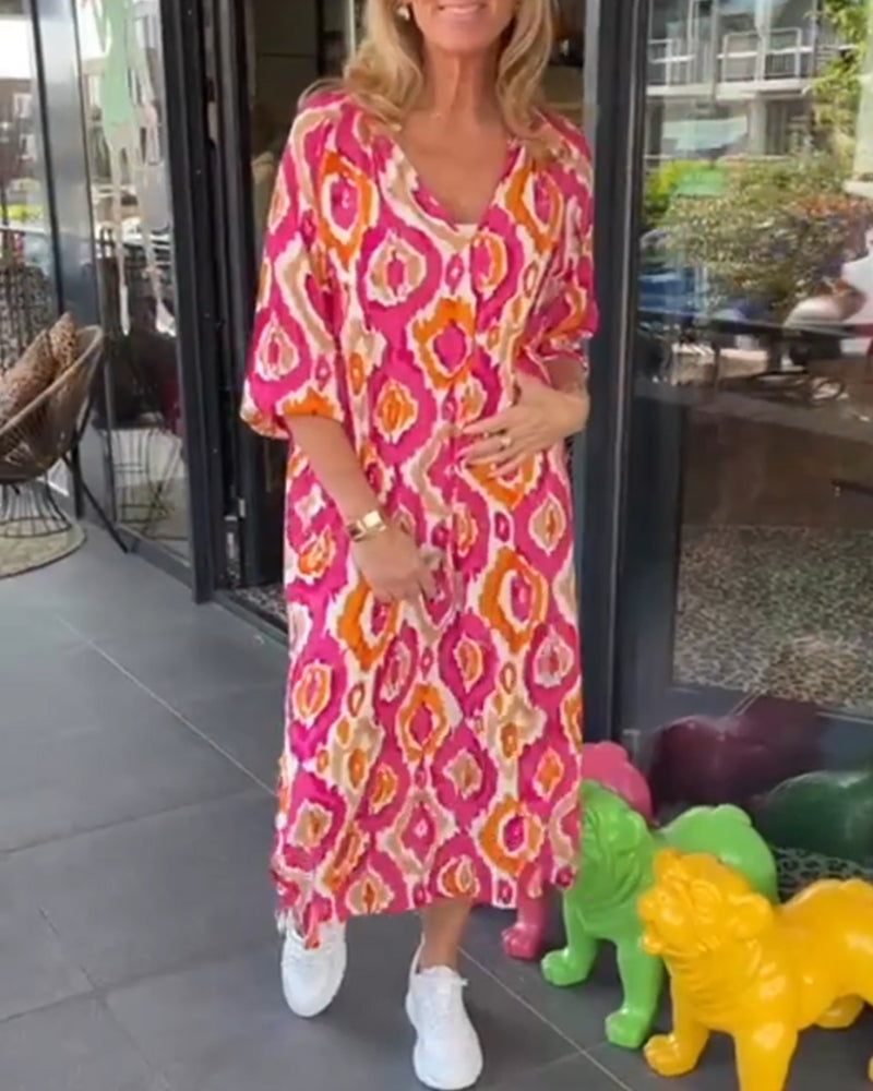 Drune | Kleid mit Motivdruck und Halbärmeln
