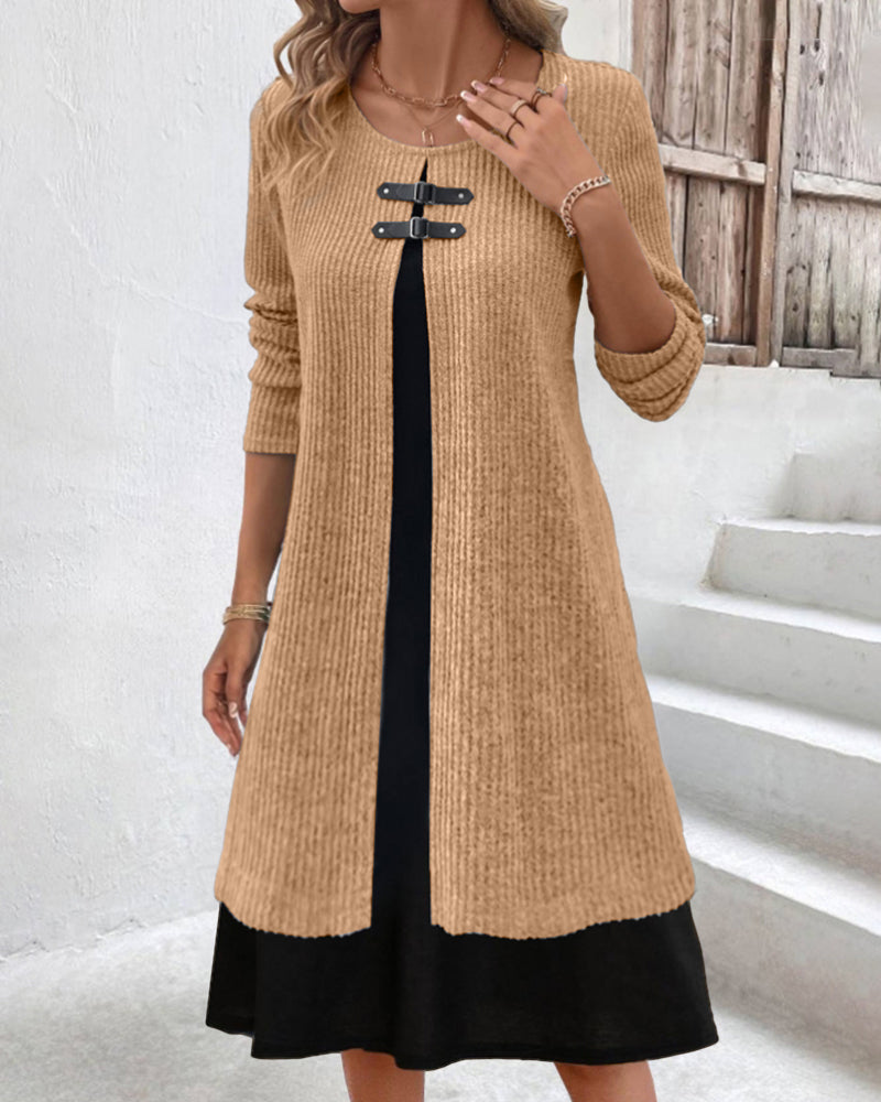 Drune | Rippenkleid mit Langen Ärmeln