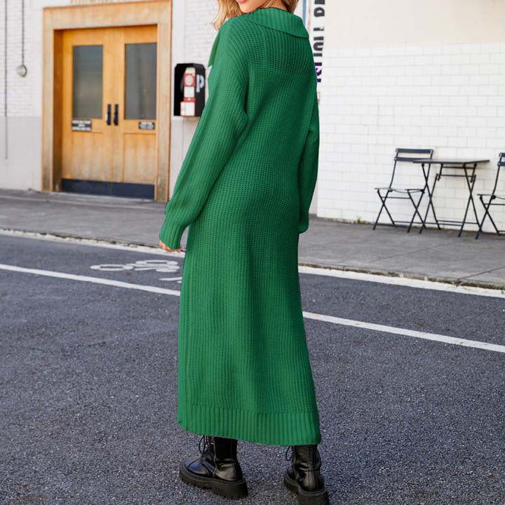 Drune | Lange, Lockere Einfarbige Strickjacke