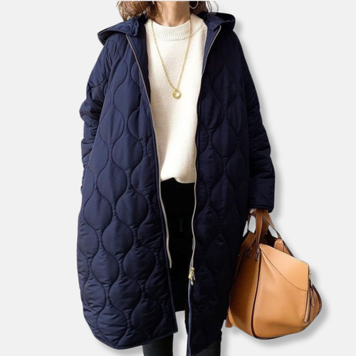 Drune | Jacke - Gequiltetes Langmodell - Oversized Fit - Kapuze und Reißverschluss