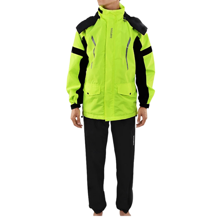 Drune | Herren Motorrad Regenjacke wasserdicht - Reflektierend schwarz/grün S-2XL