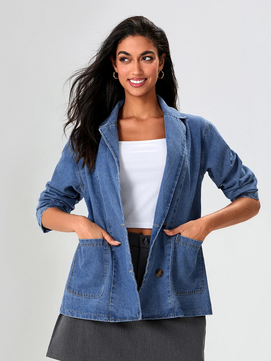 Drune | Denim Blazer mit klassischem Schnitt