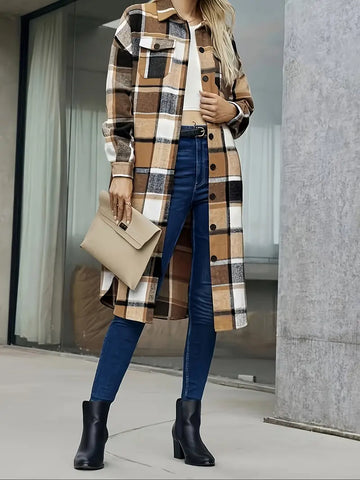 Drune | Karo Langmantel Lässig Moderner Stil Ideal für den Herbst