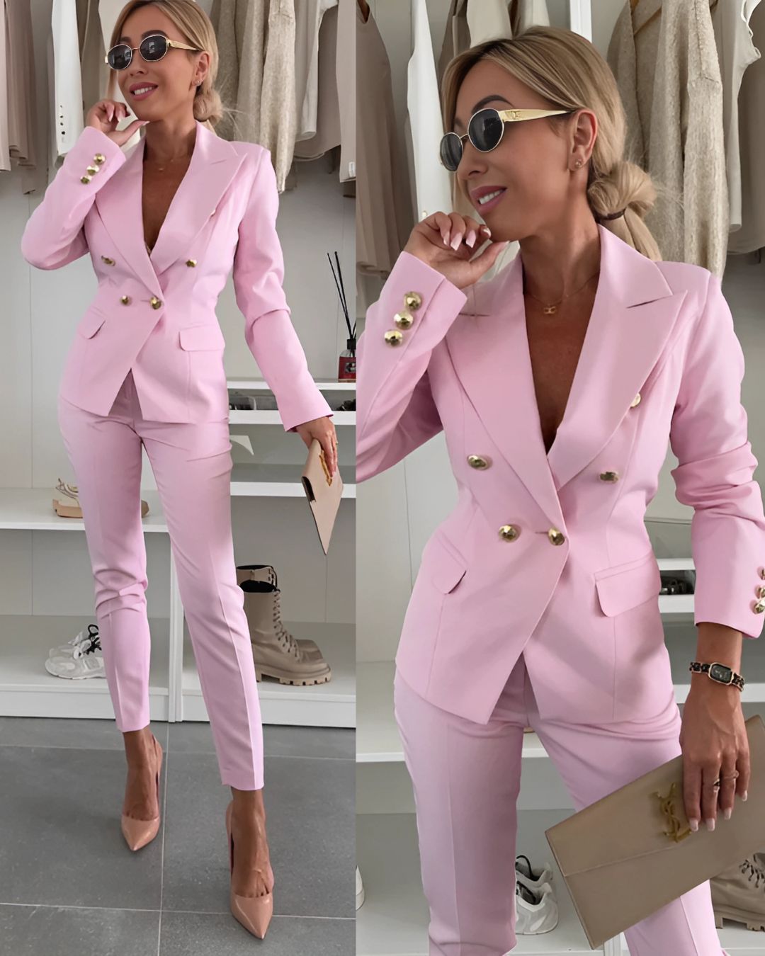 Drune | Damen Satz mit Schickem Knopf Blazer