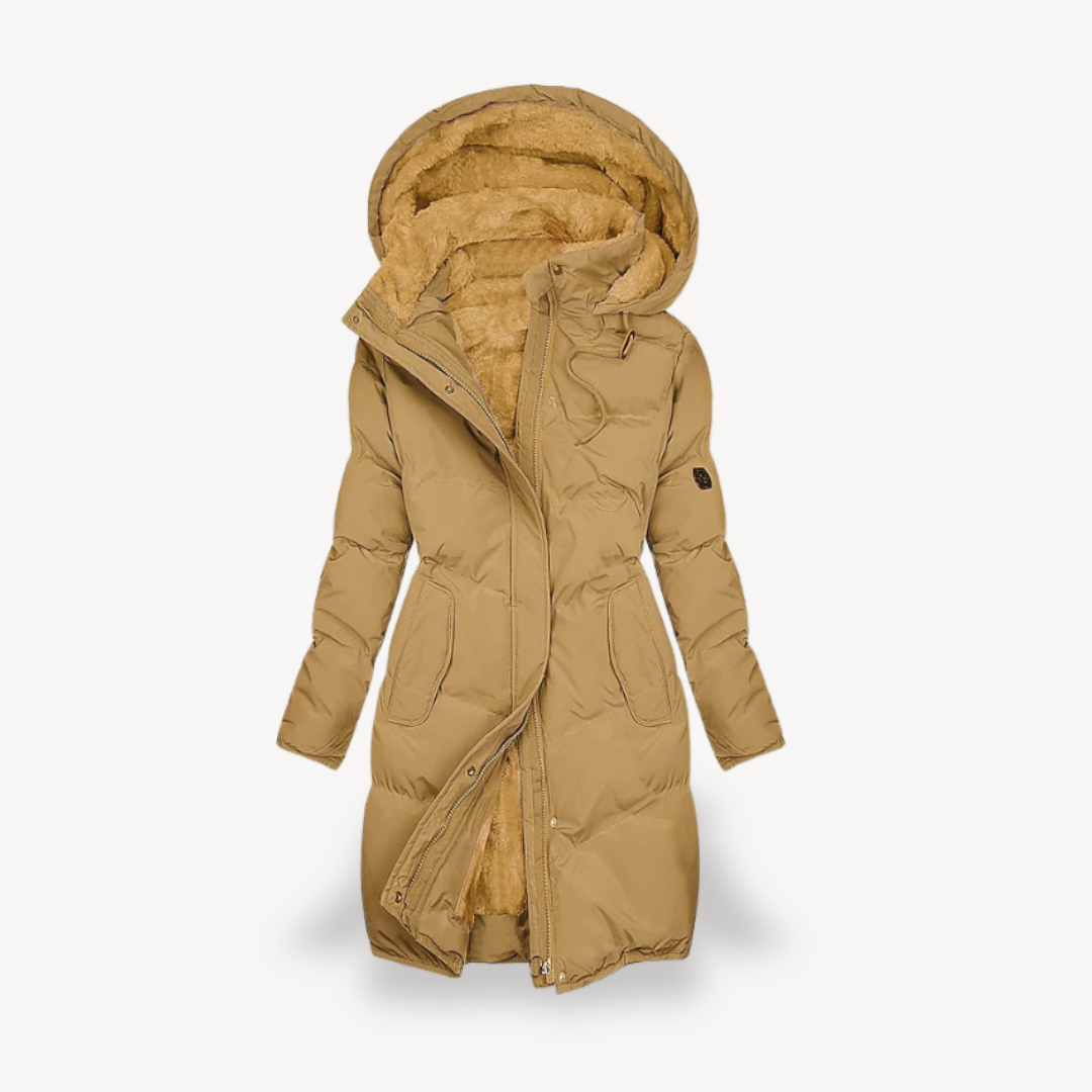 Drune | Damen Pufferjacke mit Kunstfell gefüttert, mit Kapuze